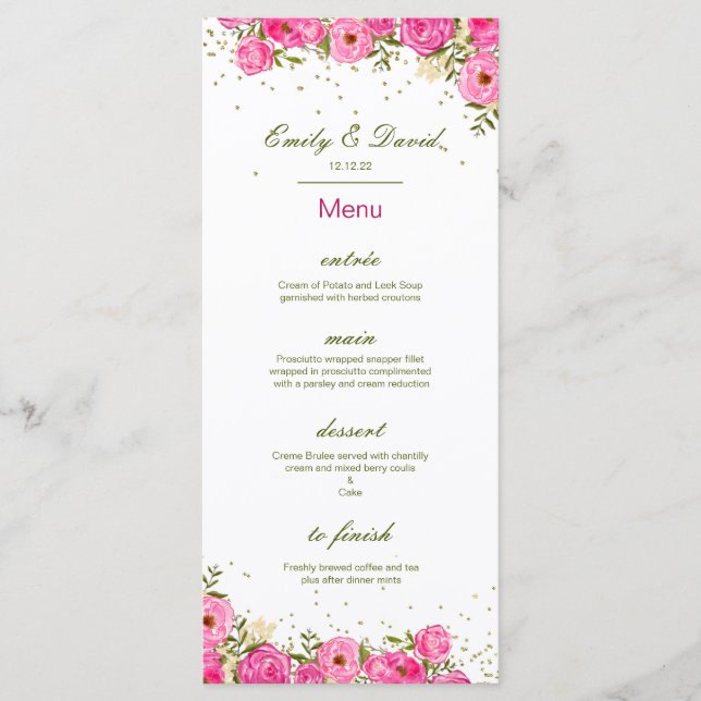 Editable Menu, Wedding Menu, Baby Shower, Bridal   Menu (Front)