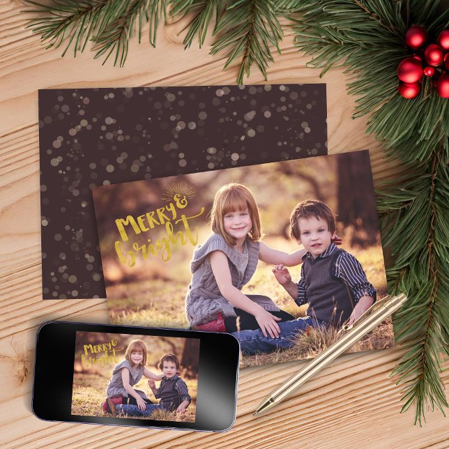 EDITABLE Merry and Bright Photo Christmas Card (Merry and Bright Photo Christmas Card)