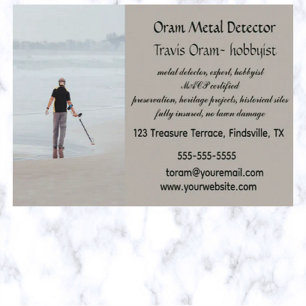 Editable Metal Detector Hobbyist Treasure Hunter Business Card