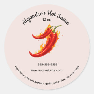 Editable Mexican Flaming Hot Sauce Label
