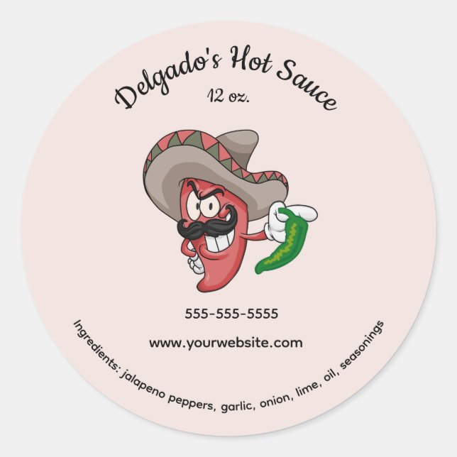 Editable Mexican Hot Sauce Label (Front)