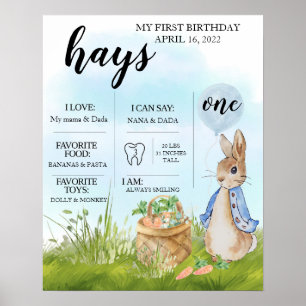 Editable, Milestone chart, Peter Rabbit, Bunny,  Poster