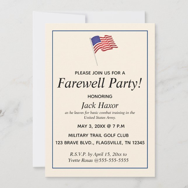 Editable Military Farewell Party  Invitation (Front)