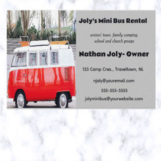 Editable Mini Bus Camper Business Card