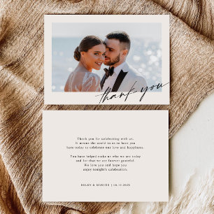 Editable Minimalist Calligraphy Photo Thank You Card