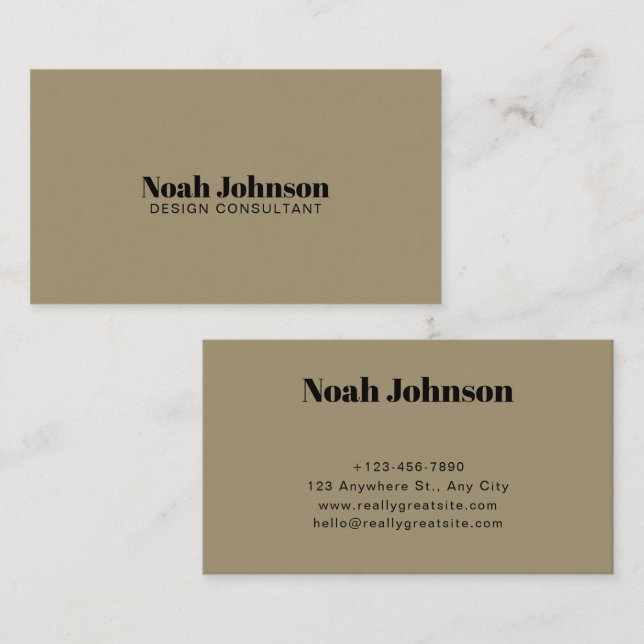 Editable Minimalist Olive Green Business Card (Front/Back)
