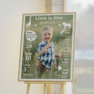 Editable Modern 1st Birthday Photo Milestone Sign
