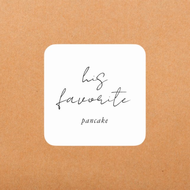 Editable Modern His Favourite Script Wedding Favou Square Sticker (Creator Uploaded)