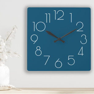 Editable Modern Minimalist Navy Blue White Clock