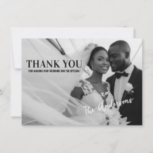 Editable Modern Minimalist Wedding Photo Thank You Card
