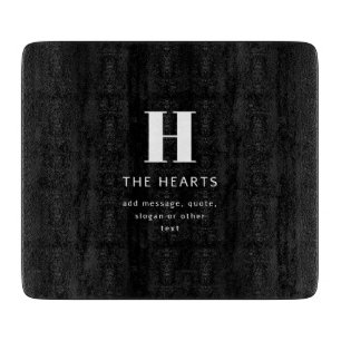 Editable Modern Monogram Name & Message   Black Cutting Board