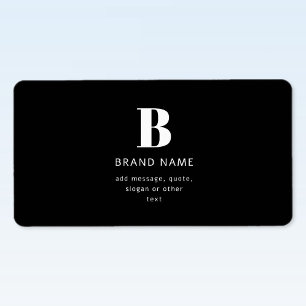 Editable Modern Monogram Name & Message Black Label