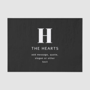 Editable Modern Monogram Name & Message   Black Tissue Paper