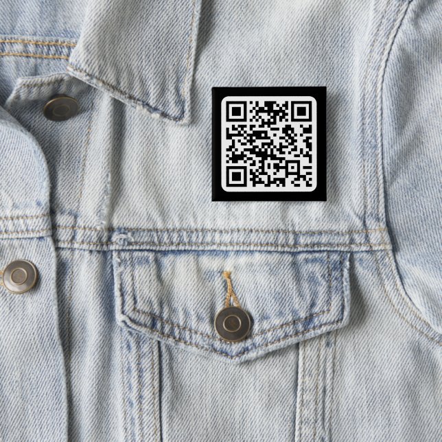 Editable Modern QR code | Black White or Any Colou 15 Cm Square Badge (In Situ)