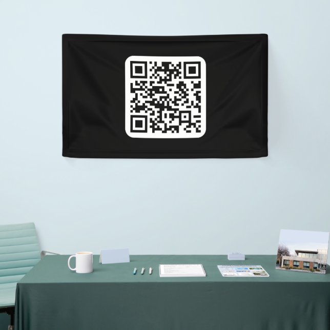Editable Modern QR code | Black White or Any Colou Banner (Tradeshow)