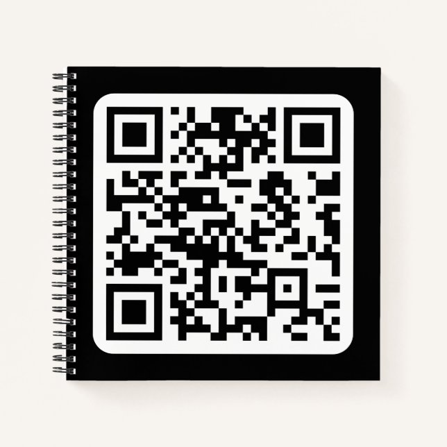 Editable Modern QR code | Black White or Any Colou Notebook (Front)