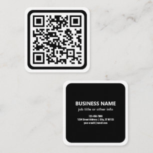 Editable Modern QR code   Black White or Any Colou Square Business Card