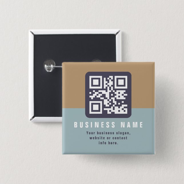 Editable Modern QR code Template | Muted Colours 15 Cm Square Badge (Front & Back)