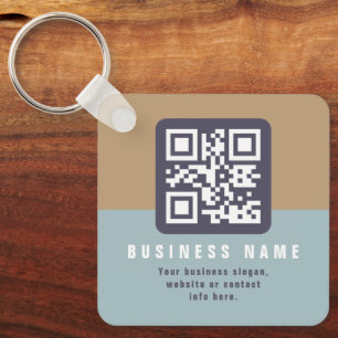 Editable Modern QR code Template   Muted Colours Key Ring
