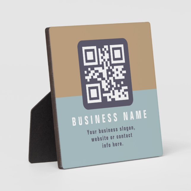 Editable Modern QR code Template | Muted Colours Plaque (Front)