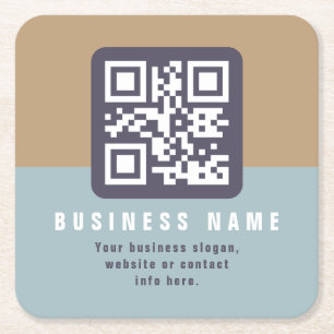 Editable Modern QR code Template   Muted Colours Square Paper Coaster