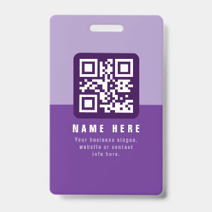 Editable Modern QR code Template   Purples ID Badge