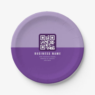 Editable Modern QR code Template   Purples Paper Plate