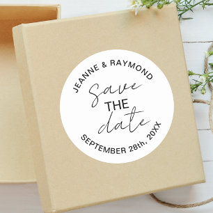 Editable Modern Save the date Wedding Announcement Classic Round Sticker