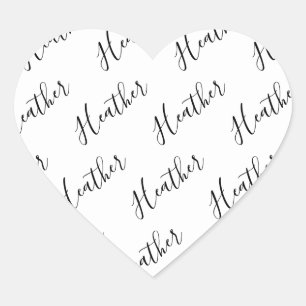 Editable Modern Scrip Text Pattern   Black & White Heart Sticker