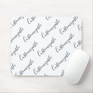 Editable Modern Scrip Text Pattern   Black & White Mouse Pad