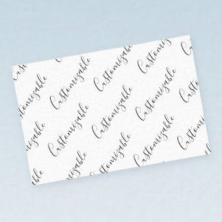 Editable Modern Scrip Text Pattern | Black & White Tissue Paper
