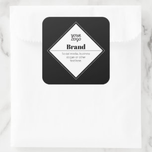 Editable Modern Text Design & Your Logo Square Sticker