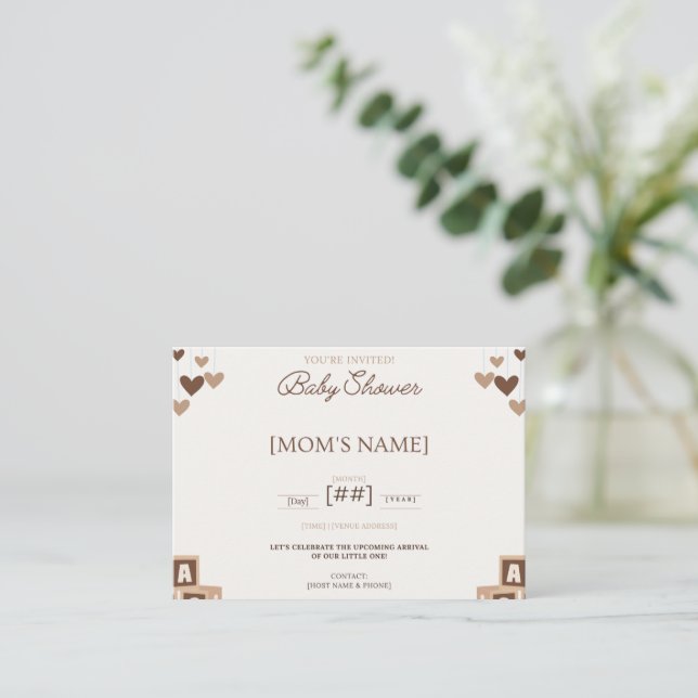 Editable Mom To Be Party Invitation (Standing Front)
