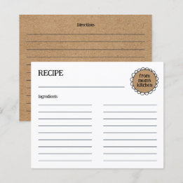 Editable MOM'S KITCHEN Rustic Doodle Recipe Card