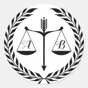 Editable monogram lawyer attorney judge classic round sticker