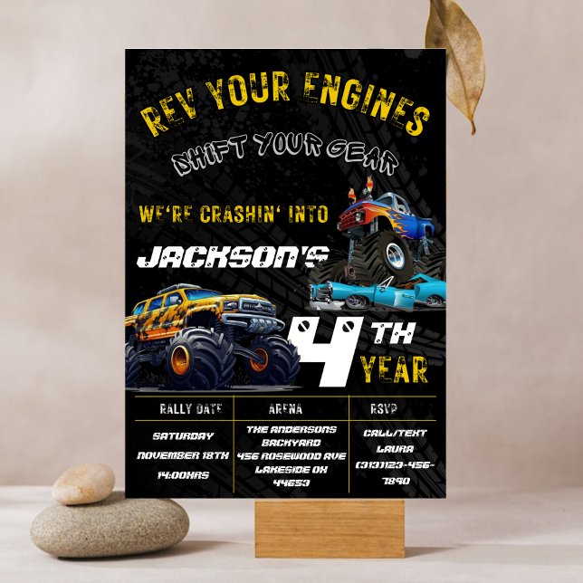 Editable Monster Truck Birthday Party Invitation (Creator Uploaded)