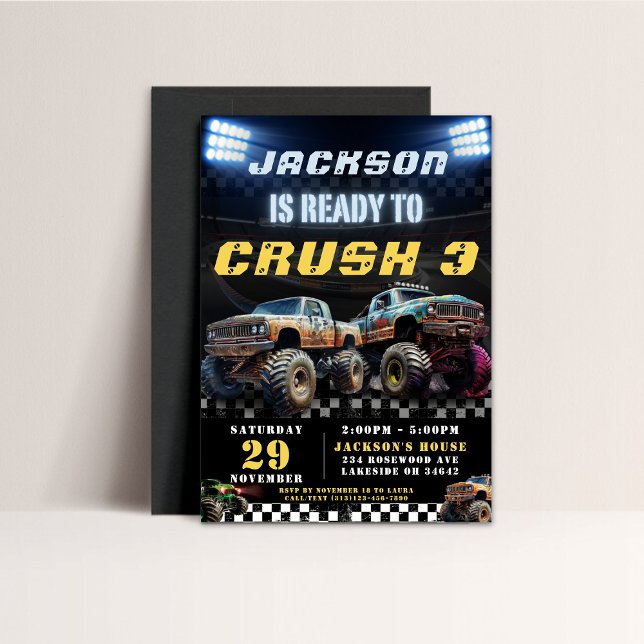 Editable Monster Truck Boys Birthday Party  Invitation (Creator Uploaded)
