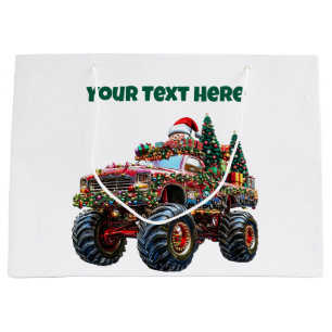 Editable Monster Truck Christmas Gift Bag