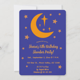 Editable Moon and Stars Slumber Party Invitation