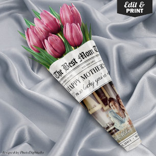 Editable Mothers Day Newspaper Flower Bouquet Wrapping Paper Sheet