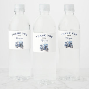 Editable Motorbike Birthday Water Bottle Label