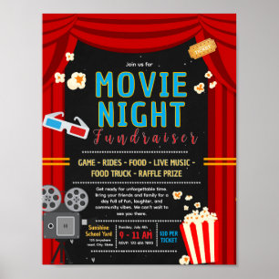Editable movie night fundraiser flyer poster