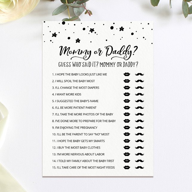 Editable Mummy or Daddy Baby Shower game Card (Creator Uploaded)