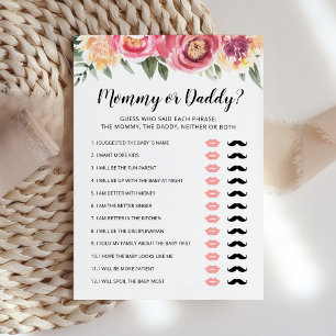 Editable Mummy or Daddy Baby Shower game Card