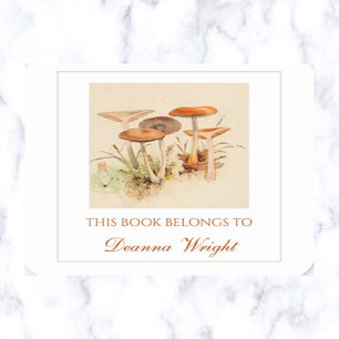Editable Mushrooms Bookplate Square Sticker