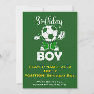 Editable Name Age Boys Soccer Birthday Party Invit Invitation