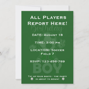 Editable Name Age Boys Soccer Birthday Party Invit Invitation