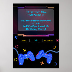 Editable Name Age Gamer Party Welcome Sign