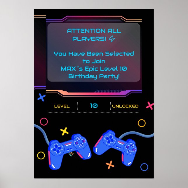  Editable Name Age Gamer Party Welcome Sign (Front)