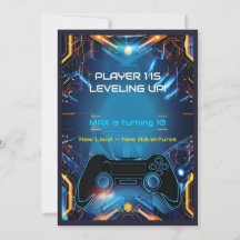 Editable Name Age Kids Gamer Party Invite